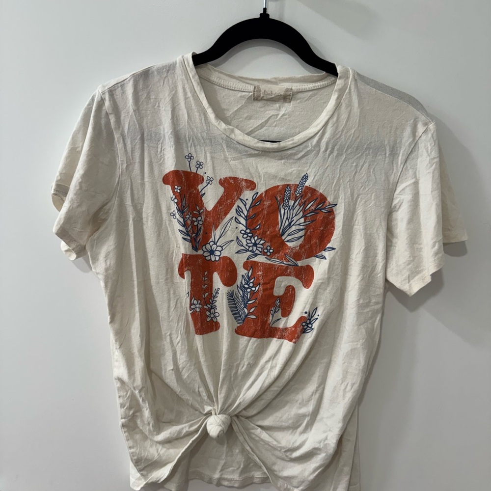 Altar'd State Cream and Red Graphic Tee